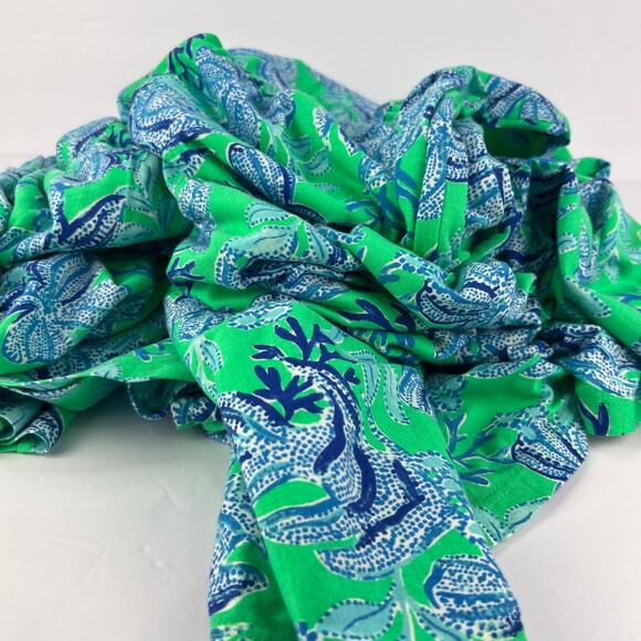 LILLY PULITZER Cabana Keepin It Reel Malone Blue Green Maxi Tiered Dress L - Picture 10 of 15